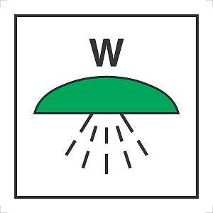 Знак ИМО Помещение или группа помещений. защищенных системой водяного пожаротушения (Space or group of spaces protected by fire extinguishing water system)