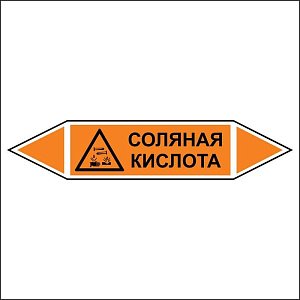 Знак маркировки трубопровода Соляная кислота - двусторонние направление
